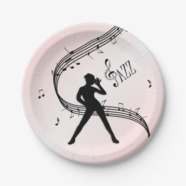Jazz Dance Pink Music Pappteller (Vorderseite)