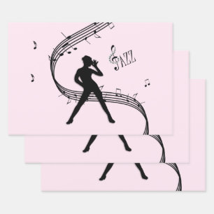 Jazz Dance Pink Music Wrapping Paper Sheets Geschenkpapier Set
