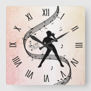 Jazz Dance Roman Numerals Quadratische Wanduhr