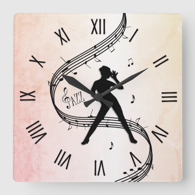Jazz Dance Roman Numerals Quadratische Wanduhr (Vorderseite)