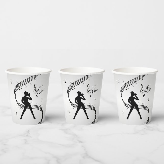 Jazz Dance Silver Music Paper Cups Pappbecher (Multi)