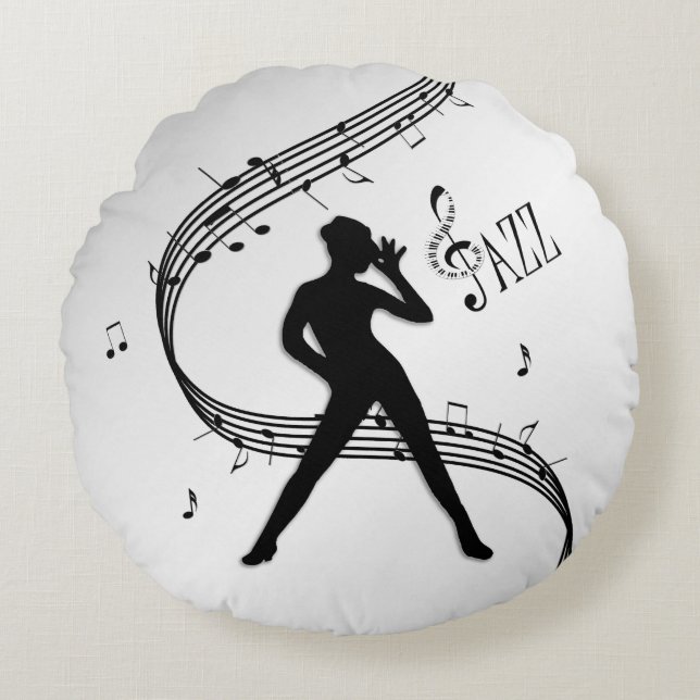 Jazz Dance Silver Rundes Kissen (Vorderseite)