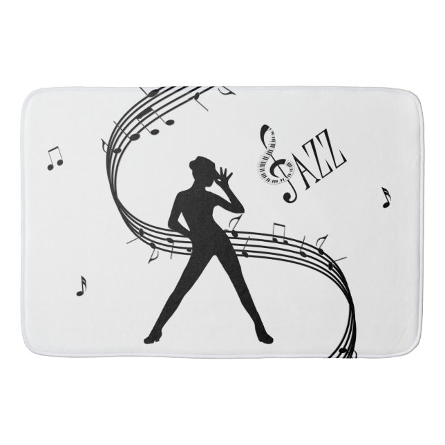 Jazz Dance White Music Bath Mat Badematte (Vorderseite)