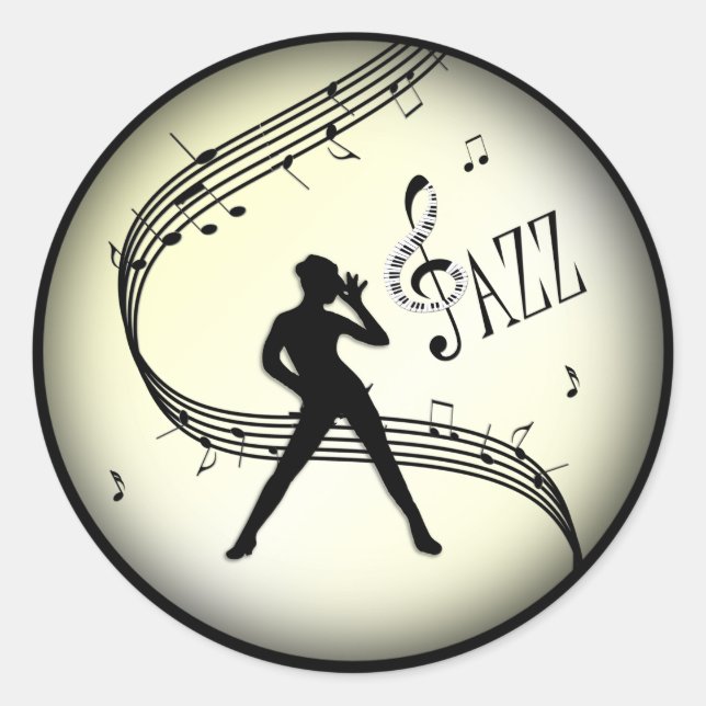 Jazz Dance Yellow Music Runder Aufkleber (Vorderseite)