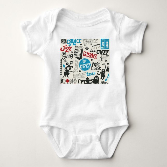 Jazz Doodle: Eclectic Music Mix Baby Strampler (Vorderseite)