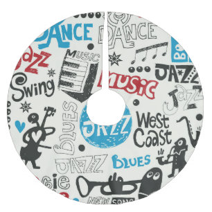 Jazz Doodle: Eclectic Music Mix Polyester Weihnachtsbaumdecke
