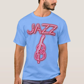 Jazz Double Bass Neon Design T-Shirt