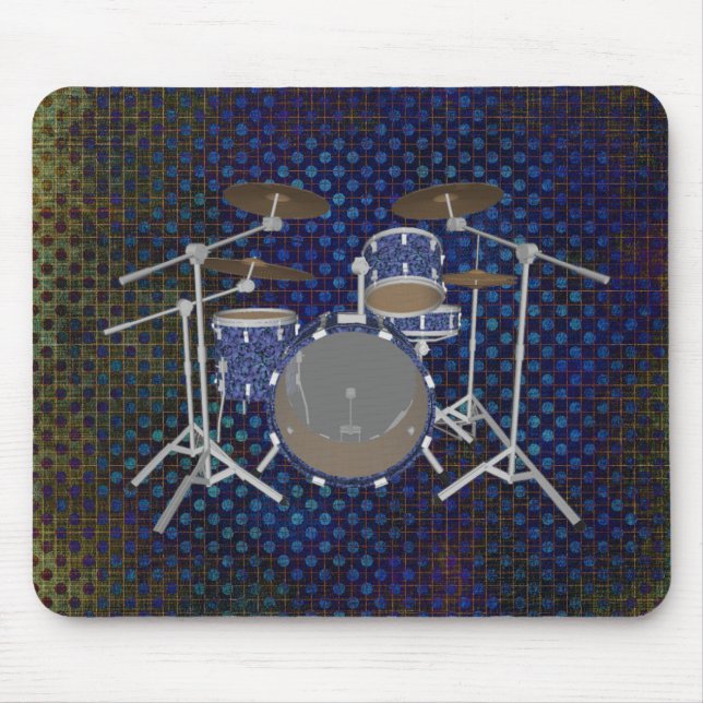Jazz Drum Kit - Custom Blue Drums - Mousepad (Vorne)