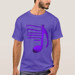 Jazz Elegant Lila Blaue Musiknote Schlank Schrift T-Shirt