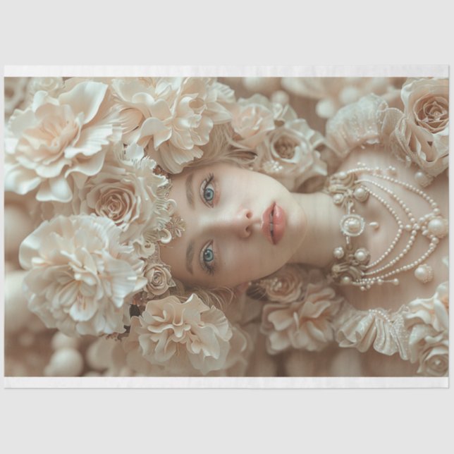 Jazz Era Lady mit Blumenschmuck Seidenpapier (Vorderseite)