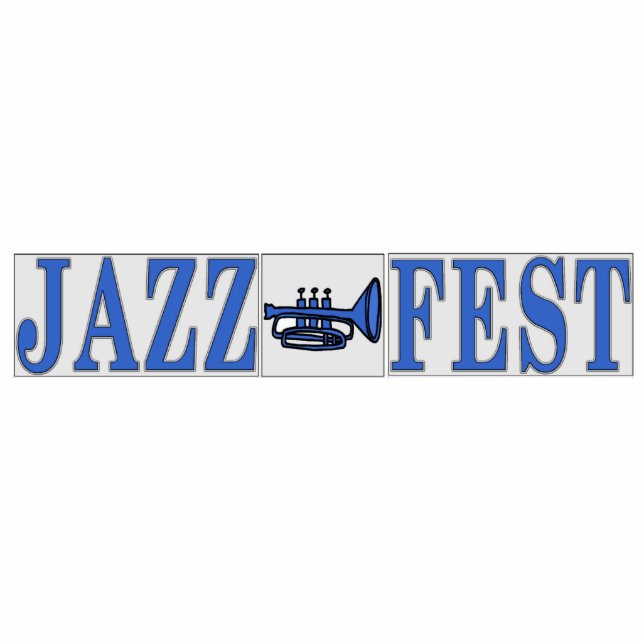 Jazz Fest Blue Horn & Briefe Freistehende Fotoskulptur (Vorne)