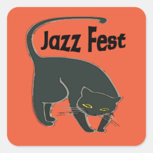 Jazz Fest Chat Noir, Rot 2015 Square Sticker