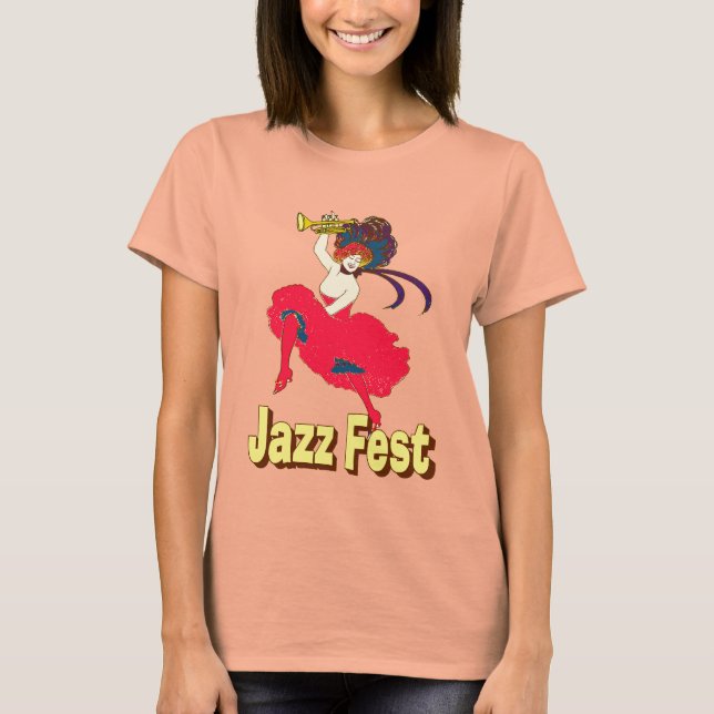 Jazz Fest Lady mit Horn T-Shirt (Vorderseite)