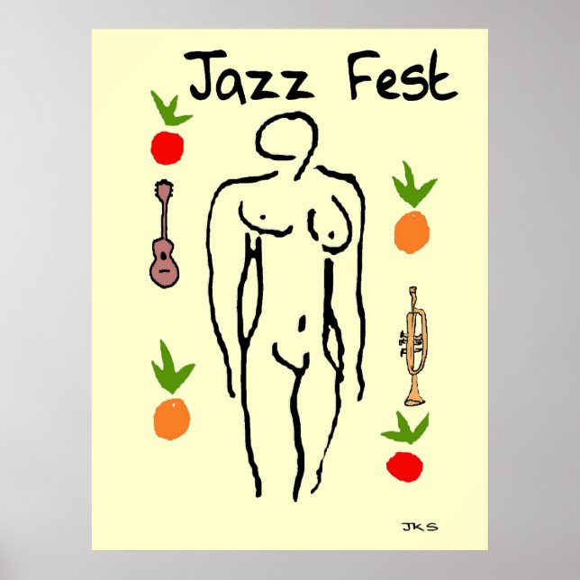 Jazz Fest Matisse Style Figur, Text hinzufügen Poster (Vorne)