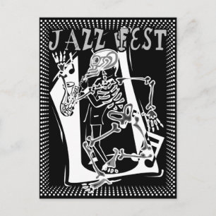 Jazz Fest Skeleton Postkarte