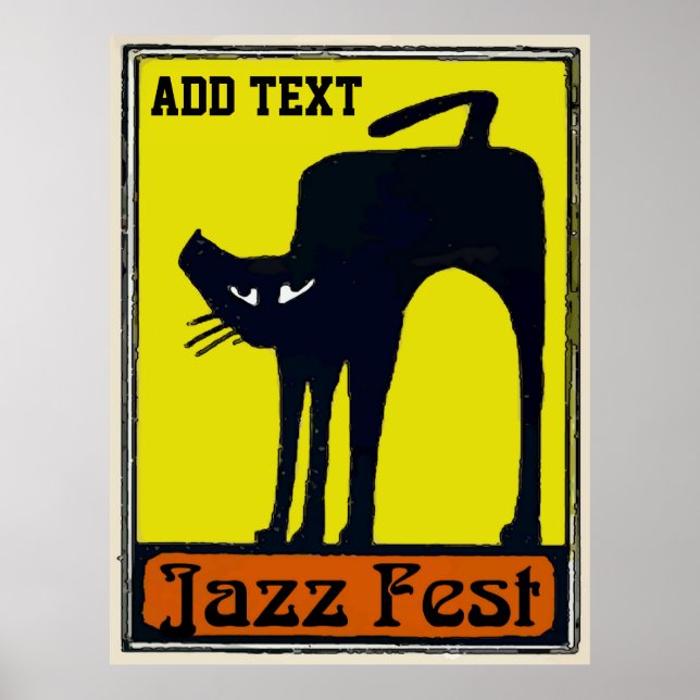 Jazz Fest Text Black Cat hinzufügen Poster (Vorne)
