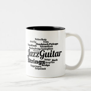Jazz Guitar Word Cloud Black Text Zweifarbige Tasse
