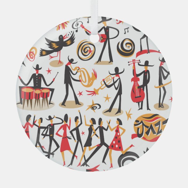 Jazz Icons Set: Abgeschiedener Hintergrund Ornament Aus Glas (Vorderseite)