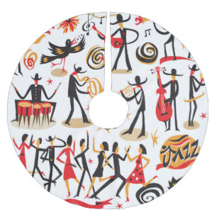 Jazz Icons Set: Abgeschiedener Hintergrund Polyester Weihnachtsbaumdecke