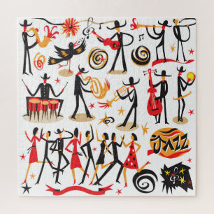 Jazz Icons Set: Abgeschiedener Hintergrund Puzzle