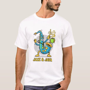 Jazz & Java Lustiges Saxophon Kaffee T-Shirt Jaz