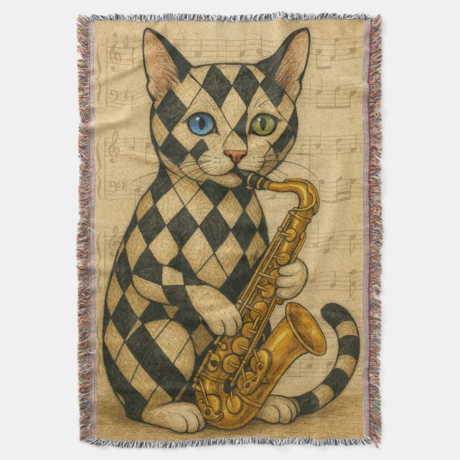Jazz-Katze Decke (Vorderseite Vertikal)