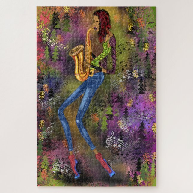 Jazz Lady Saxophone Player Dance Music Soul Sound Puzzle (Vertikal)