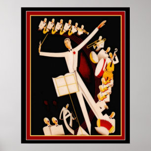 "Jazz Maestro" Art Deco Print 16 x 20 Poster