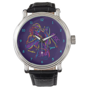 Jazz Music Abstrakt Neon Zeichnend Armbanduhr