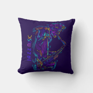 Jazz Music Abstrakt Neon Zeichnend Throw Kissen