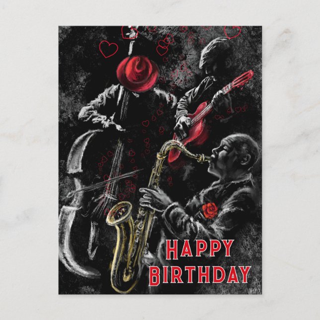 Jazz Music Birthday Card Postkarte (Vorderseite)