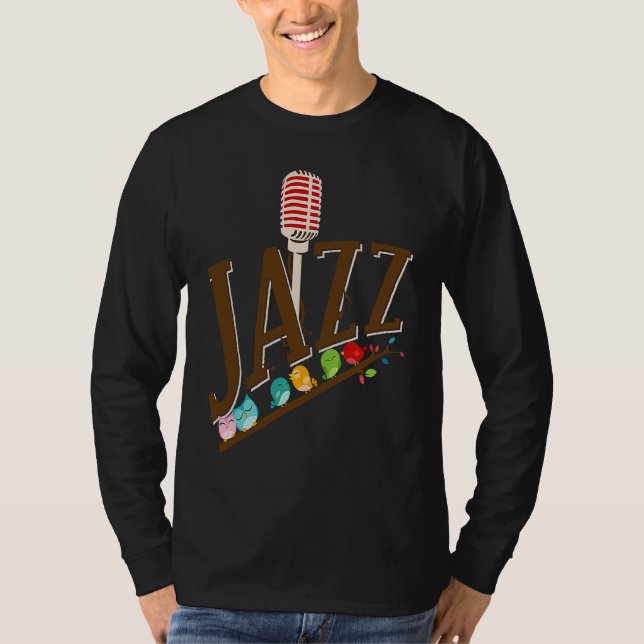 jazz music instrument microphone birds singing T-Shirt (Vorderseite)