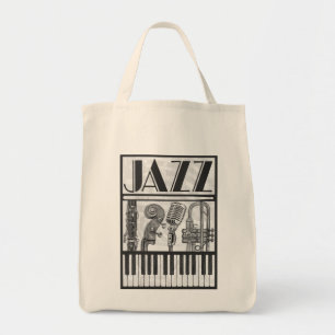 Jazz Music Instruments Leinwand Tasche