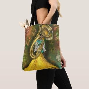 Jazz Music Lady Tuba Player Dance Tote Tag