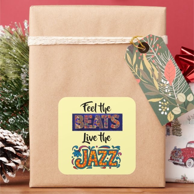 Jazz music lover quadratischer aufkleber (Feiertag)