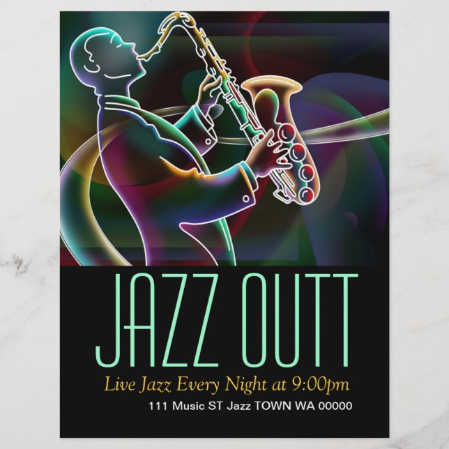 Jazz Music Musician Flyer Einladung (Vorne)