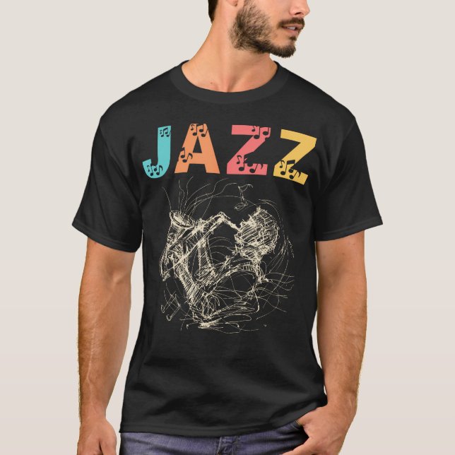 Jazz Music Saxophone Concert Trumpet Piano Orchest T-Shirt (Vorderseite)