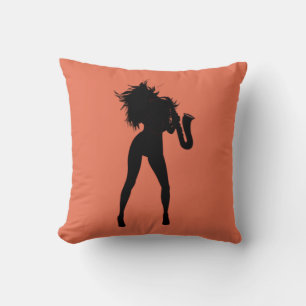 Jazz Music Saxophone Player Frau Pillow Kissen