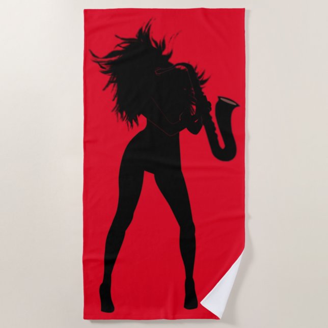 Jazz Music Saxophone Player Woman Beach Handtuch (Vorderseite)