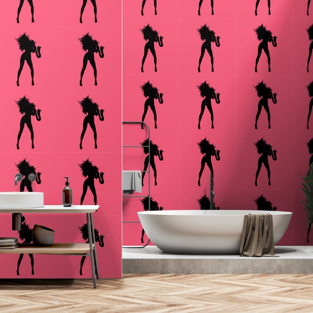 Jazz Music Saxophone Player Woman Custom Color Red Tapete (Badezimmer)