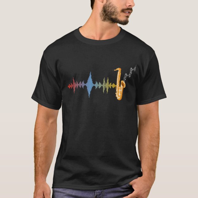 Jazz Music Saxophonist Soundwave Saxophone T-Shirt (Vorderseite)