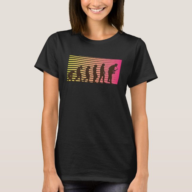 Jazz Musician  Retro Evolution I Cool Saxophone T-Shirt (Vorderseite)