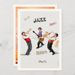 Jazz Musicians Retro Music Blues Party ART Paint Einladung