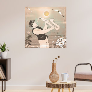 Jazz Musicians Retro Music Blues Vintag ART Paint Poster