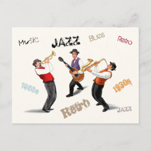 Jazz Musicians Retro Music Blues Vintag ART Paint Postkarte