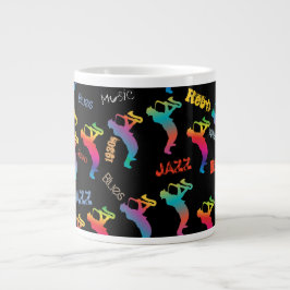 Jazz Musicians Retro Music POP ART Jumbo-Tasse