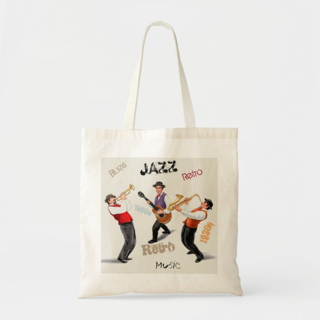 Jazz Musicians Retro Music Vintag Illustration Tragetasche (Vorne)