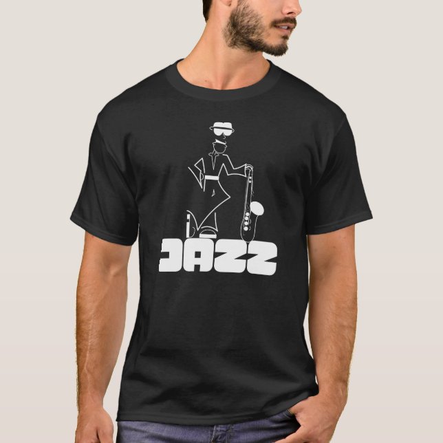 Jazz "Musik-Shirt-" - Inhalt Saxophonespieler T-Shirt (Vorderseite)