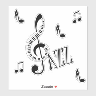 Jazz Piano G Clef und Notes Aufkleber