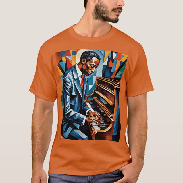 Jazz Piano Player Abstrakt Art Shirt (Vorderseite)